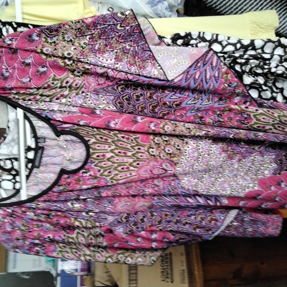 Notations Asymmetrical Pink and Purple Blouse with Peter Pan Collar